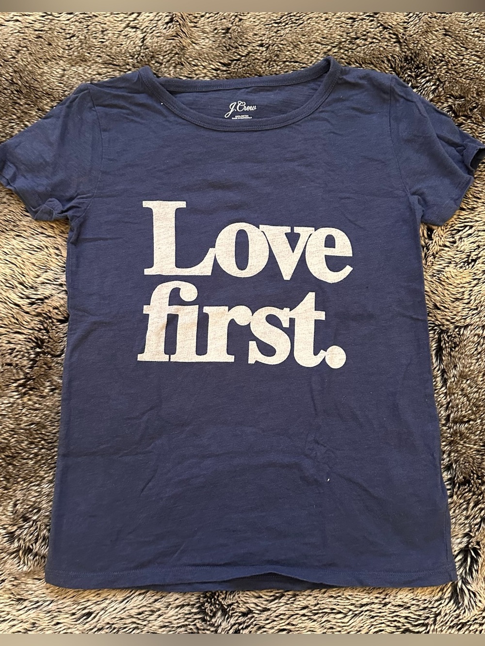 J. Crew Navy Graphic 'Love First' Short-Sleeve Tee
